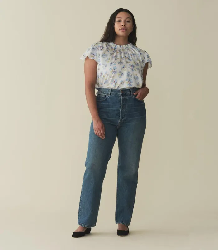 Shop YVIE TOP Bleu Frolicking Floral DEN Tops