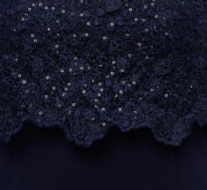 Short Dresses Womens Adrianna Papell Sequined Guipure Lace Popover Stretch Knit Crepe Short Sheath Dress In Navy