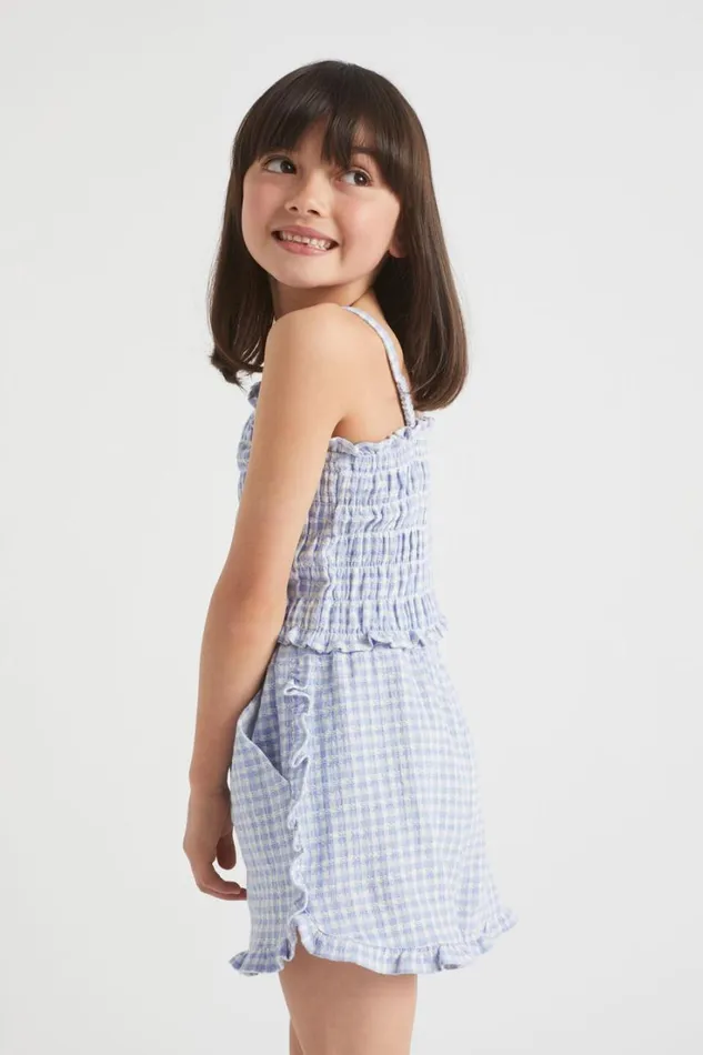 Shorts Girl Seed Heritage Frill Gingham Short Blue Iris