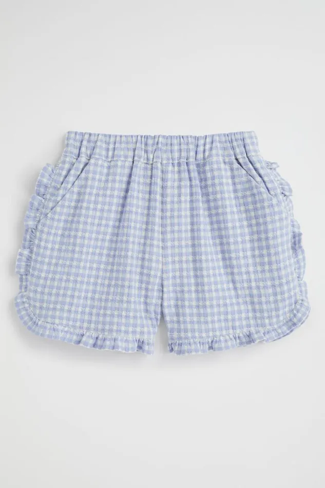 Shorts Girl Seed Heritage Frill Gingham Short Blue Iris