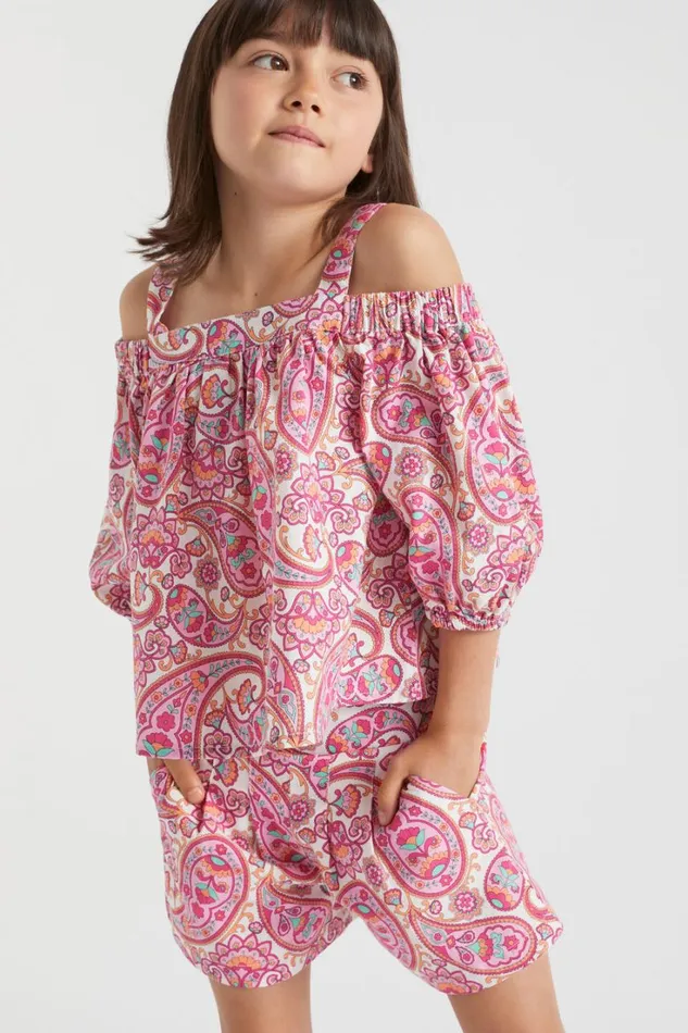 Shorts Girl Seed Heritage Paisley Short Fuchsia