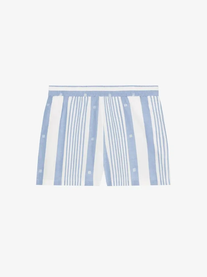 Shorts In Cotton And Linen With 4g Stripes Blueoff White Women Givenchy Pants and Shorts