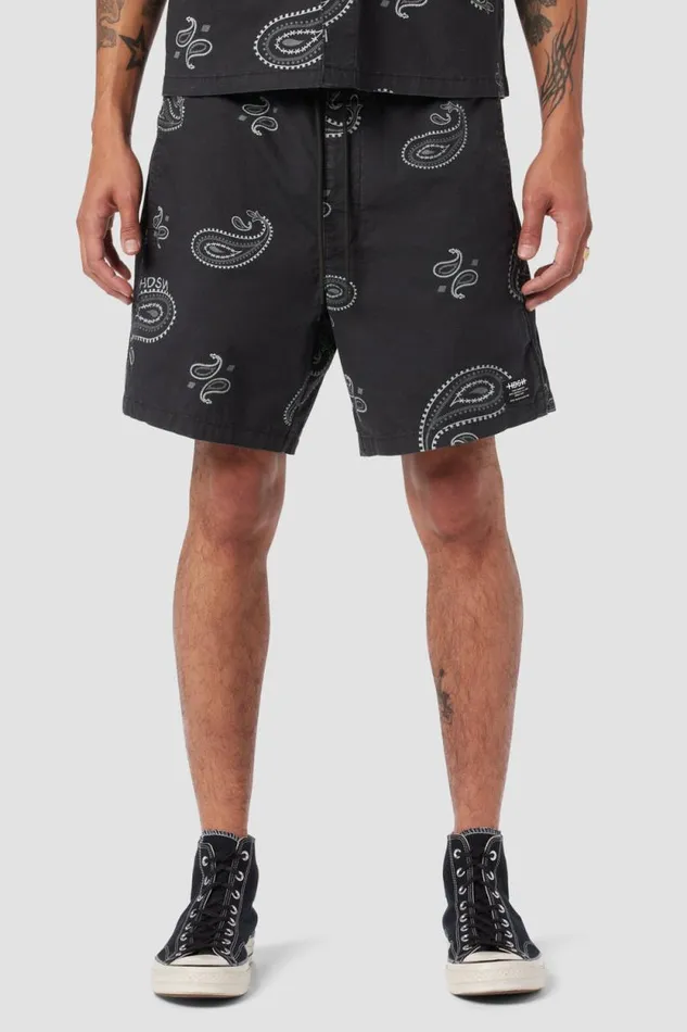 Shorts Men Hudson Jeans Racer Short Black Bandana