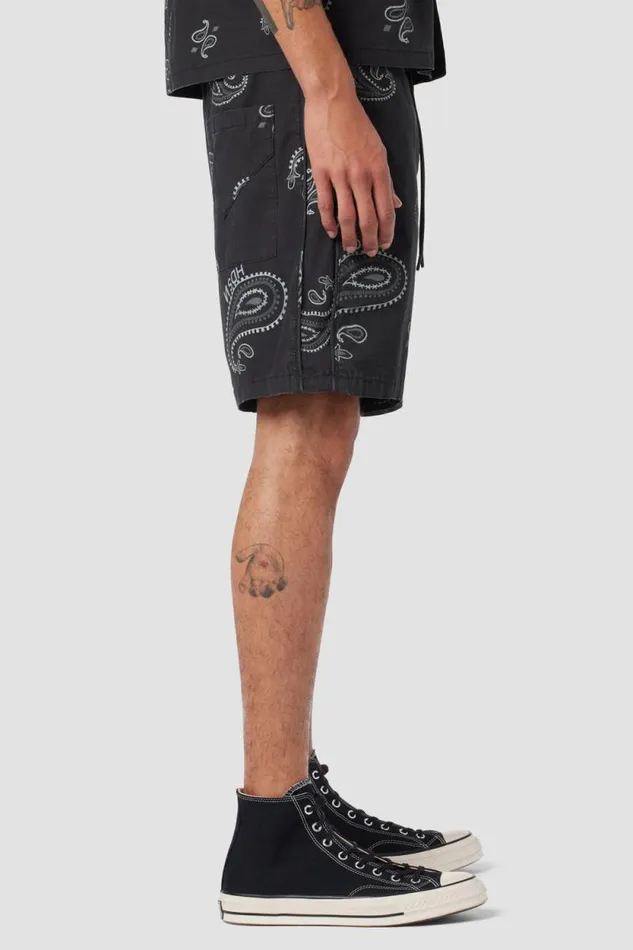 Shorts Men Hudson Jeans Racer Short Black Bandana Shorts Men Hudson Jeans Racer Short Black Bandana