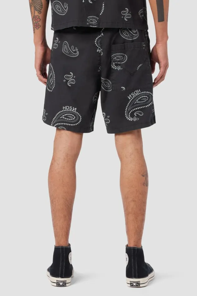 Shorts Men Hudson Jeans Racer Short Black Bandana Shorts Men Hudson Jeans Racer Short Black Bandana