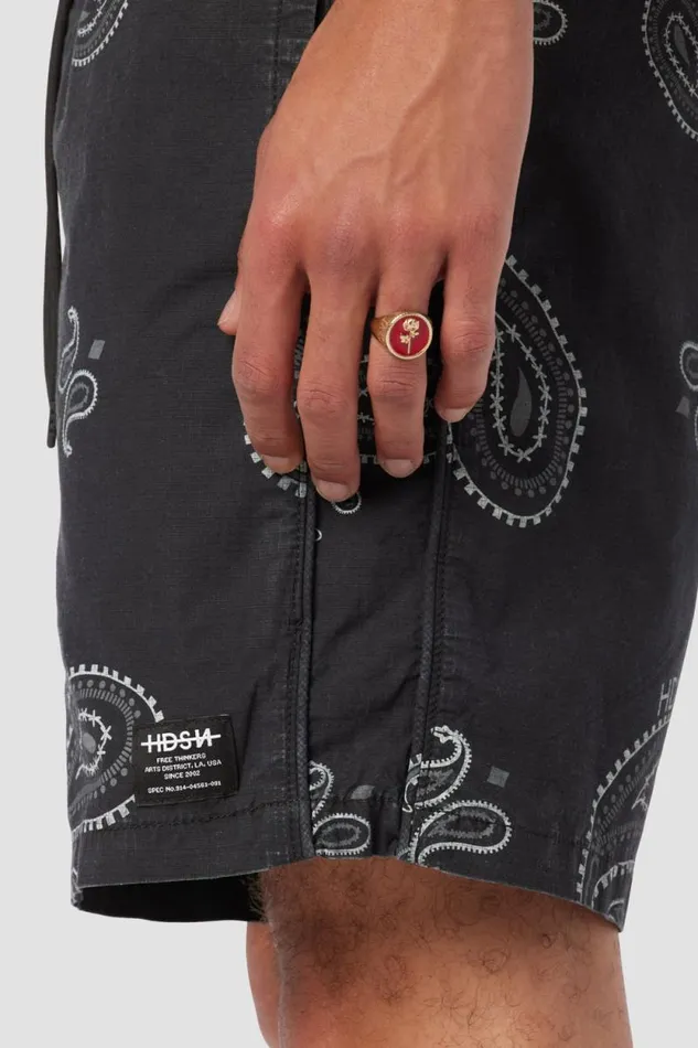 Shorts Men Hudson Jeans Racer Short Black Bandana Shorts Men Hudson Jeans Racer Short Black Bandana