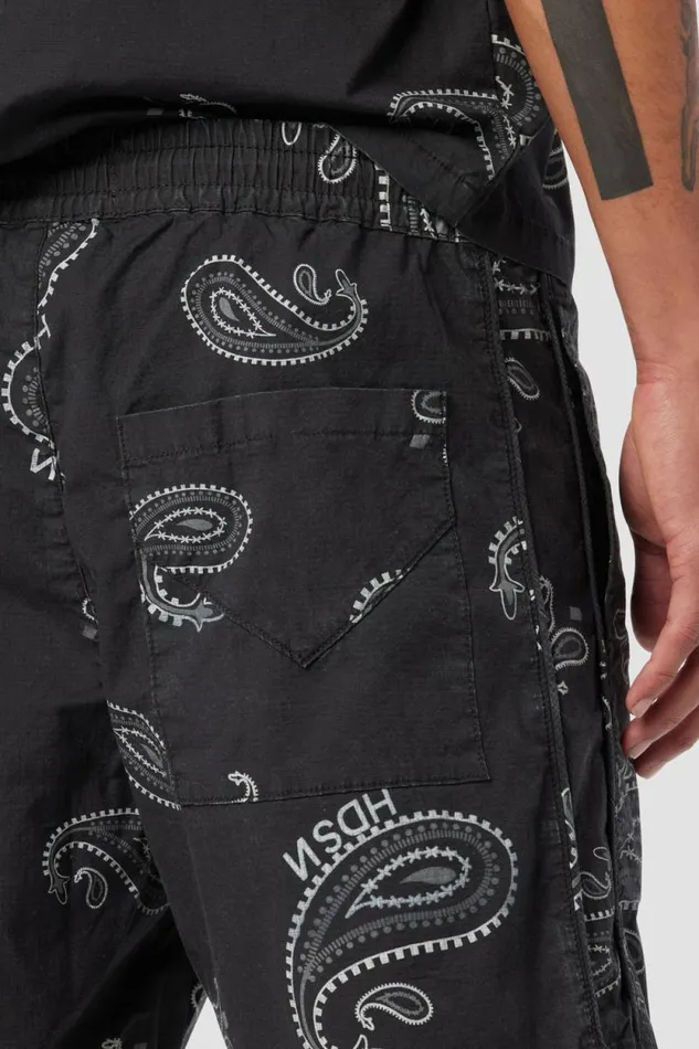 Shorts Men Hudson Jeans Racer Short Black Bandana Shorts Men Hudson Jeans Racer Short Black Bandana