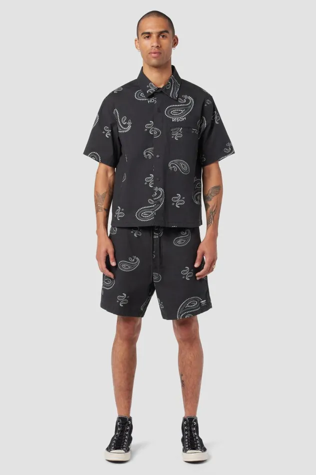 Shorts Men Hudson Jeans Racer Short Black Bandana Shorts Men Hudson Jeans Racer Short Black Bandana