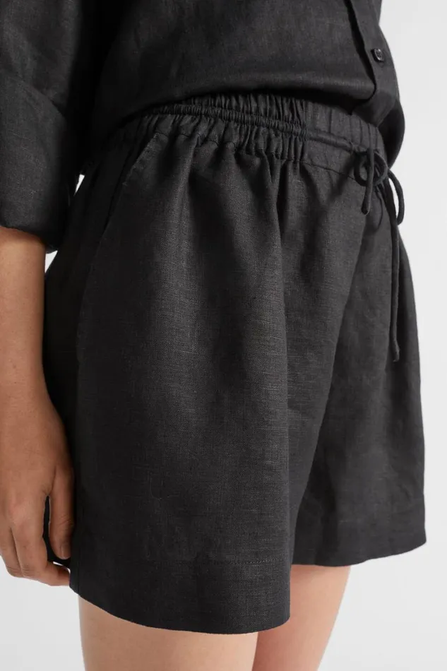 Shorts Woman Seed Heritage Core Linen Relaxed Short Black