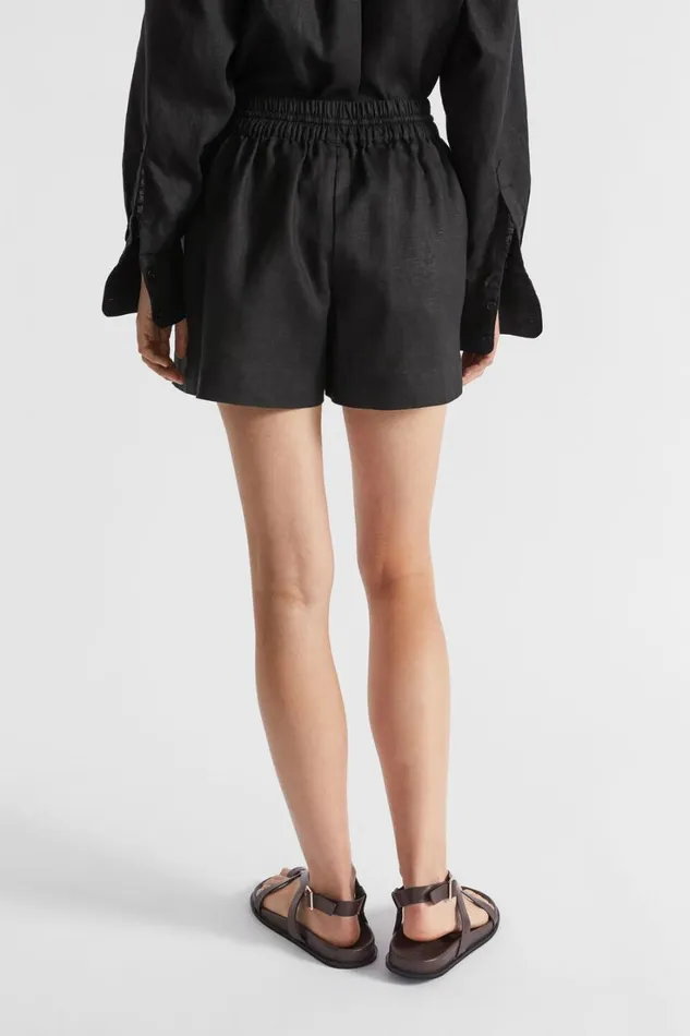 Shorts Woman Seed Heritage Core Linen Relaxed Short Black