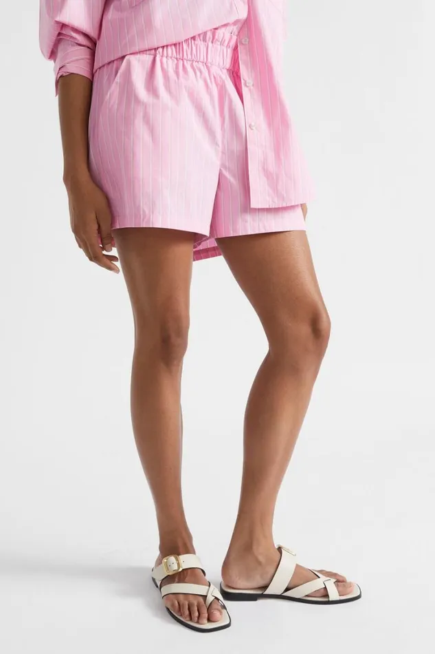 Shorts Woman Seed Heritage Poplin Stripe Short Pink Gin Stripe