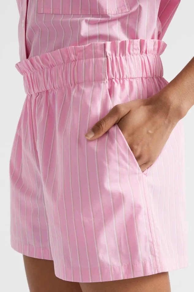 Shorts Woman Seed Heritage Poplin Stripe Short Pink Gin Stripe