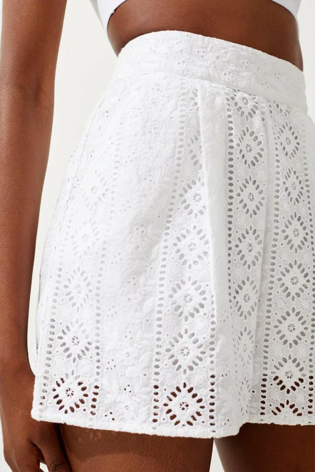 Shorts Women Karen Millen Cotton Broderie Woven Short White