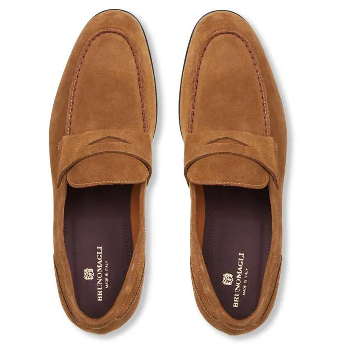 Silas Suede Loafer 8211 Cognac Men Bruno Magli Dress Shoes