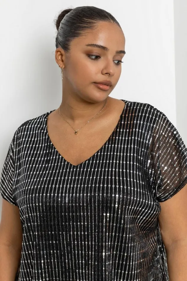 Silver Curve Asymmetric Shimmer Overlay Dress Women Roman Dresses