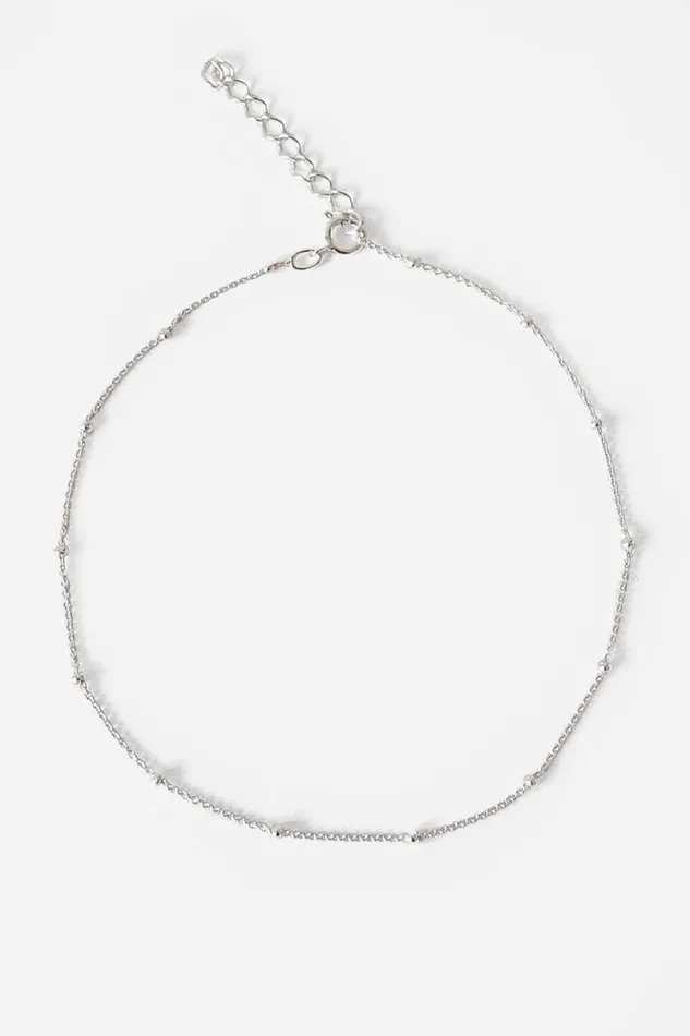 Silver Sterling Silver Fine Beaded Chain Anklet Women Roman Jewellery
