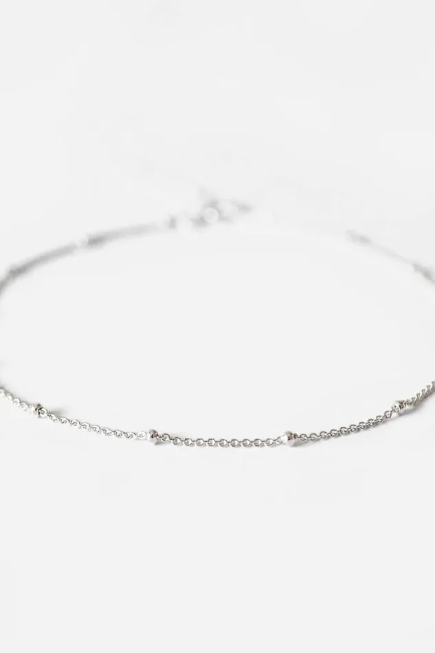 Silver Sterling Silver Fine Beaded Chain Anklet Women Roman Jewellery