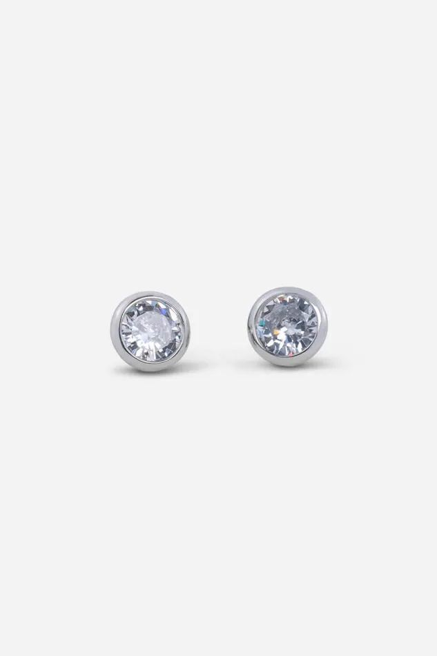 Silver Sterling Silver Halo Set Cubic Zirconia Stud Earrings Women Roman Jewellery Silver Sterling Silver Halo Set Cubic Zirconia Stud Earrings Women Roman Jewellery
