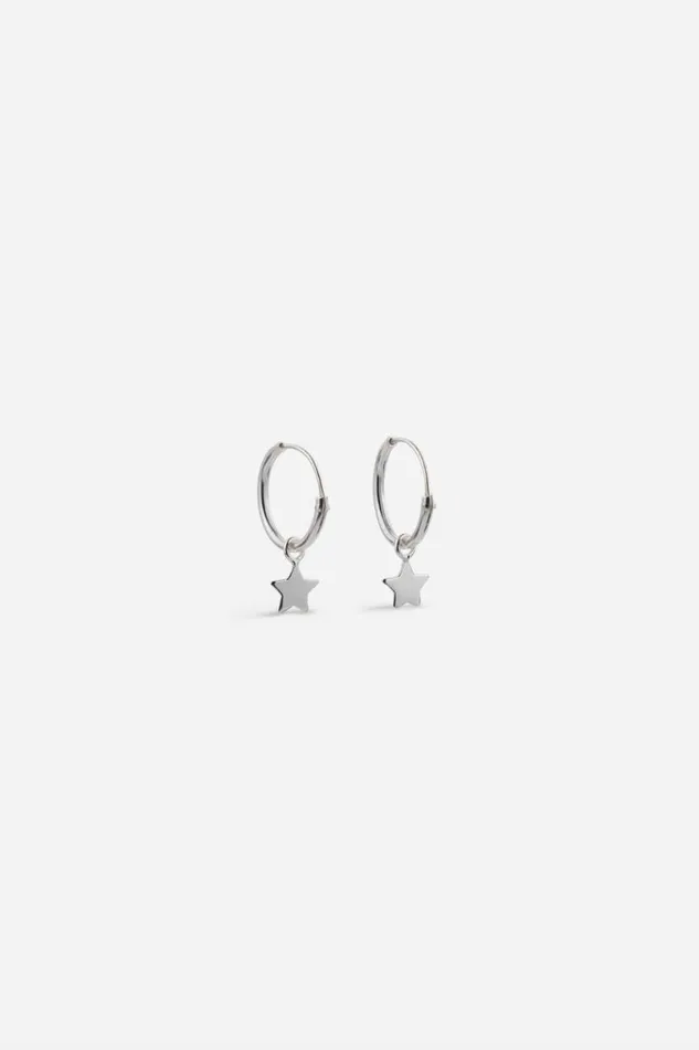 Silver Sterling Silver Star Charm 12mm Hoop Earrings Women Roman Jewellery