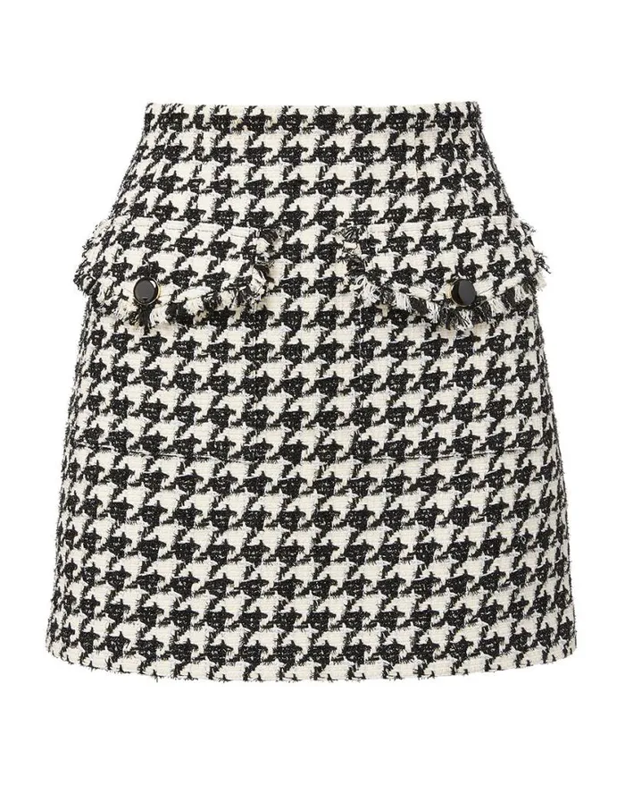 Skirts and Shorts Shop Veronica Beard Adriel Houndstooth Skirt Blackoffwhite