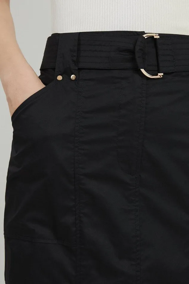 Skirts Women Karen Millen Cotton Sateen Woven Cargo Midi Skirt Black