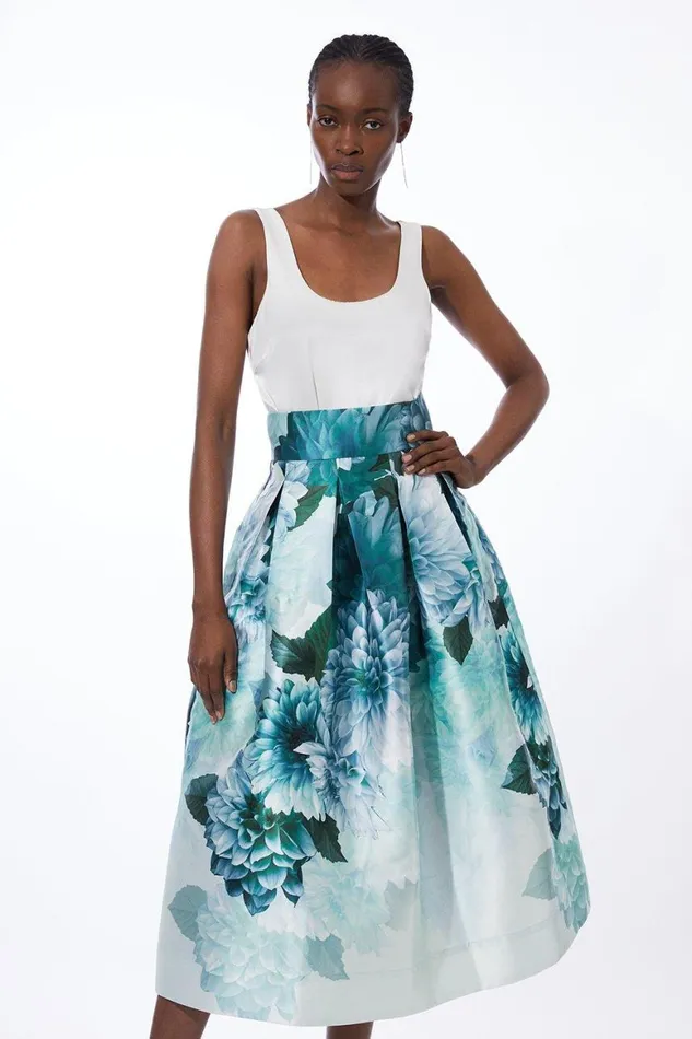 Skirts Women Karen Millen Garden Floral Prom Maxi Skirt Green