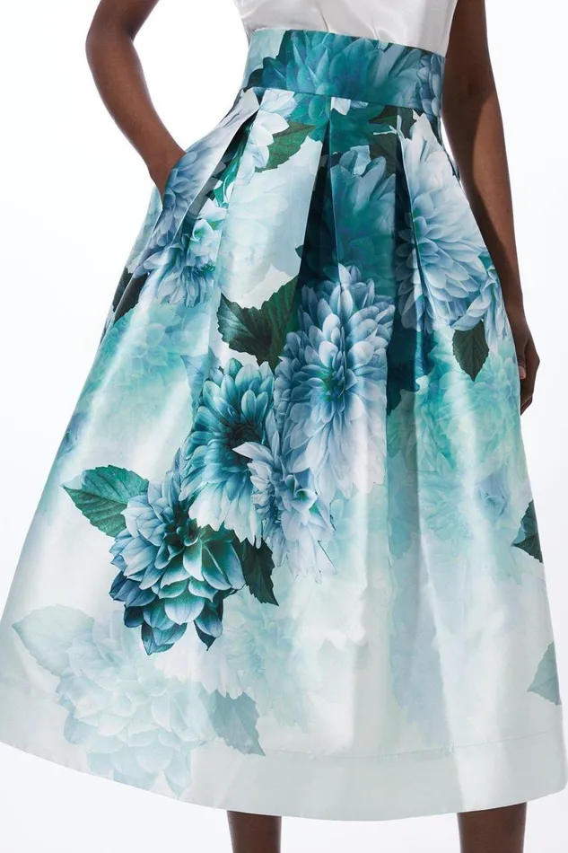 Skirts Women Karen Millen Garden Floral Prom Maxi Skirt Green