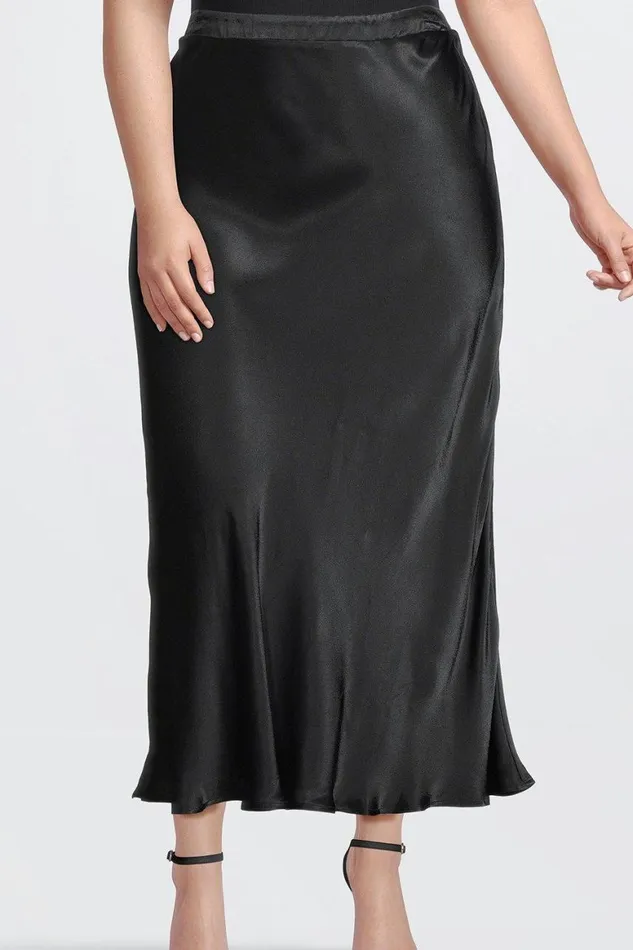 Skirts Women Karen Millen Plus Size Viscose Satin Woven Maxi Skirt Black