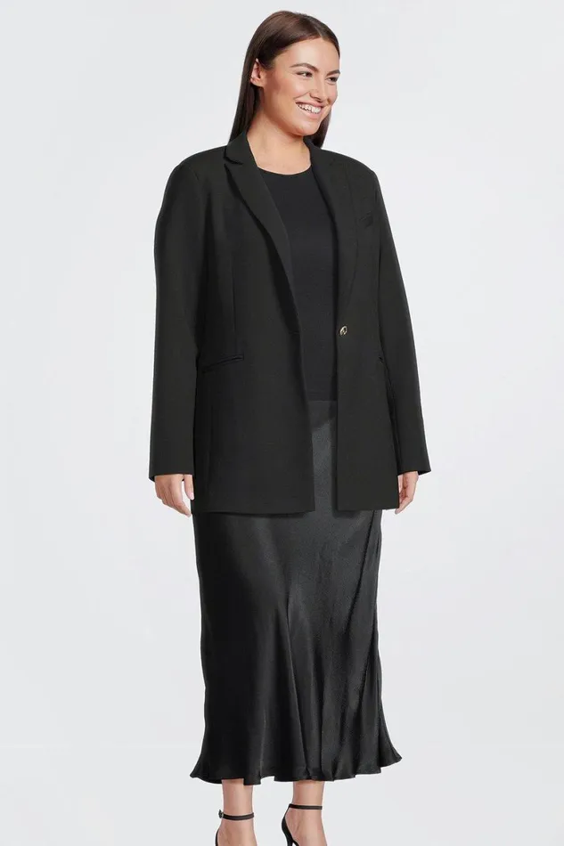 Skirts Women Karen Millen Plus Size Viscose Satin Woven Maxi Skirt Black