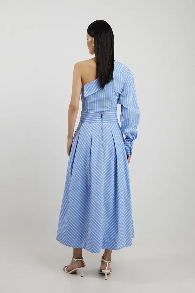 Skirts Women Karen Millen Stripe Woven Prom Midi Skirt Stripe