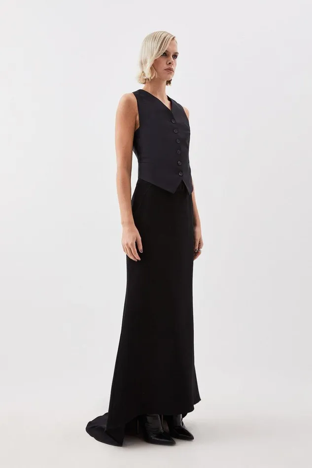 Skirts Women Karen Millen The Founder Compact Stretch Viscose Asymmetric Maxi Skirt Black Skirts Women Karen Millen The Founder Compact Stretch Viscose Asymmetric Maxi Skirt Black