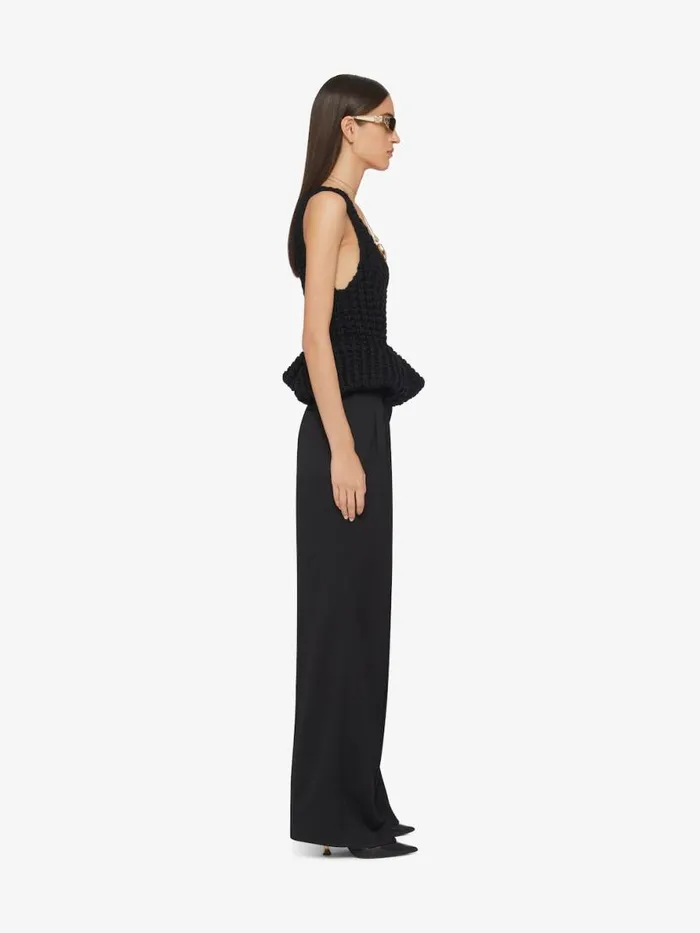 Slim Fit Peplum Top In Waffle Wool Black Women Givenchy Tops and Shirts