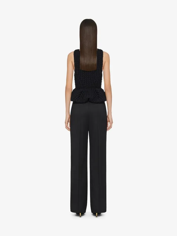 Slim Fit Peplum Top In Waffle Wool Black Women Givenchy Tops and Shirts