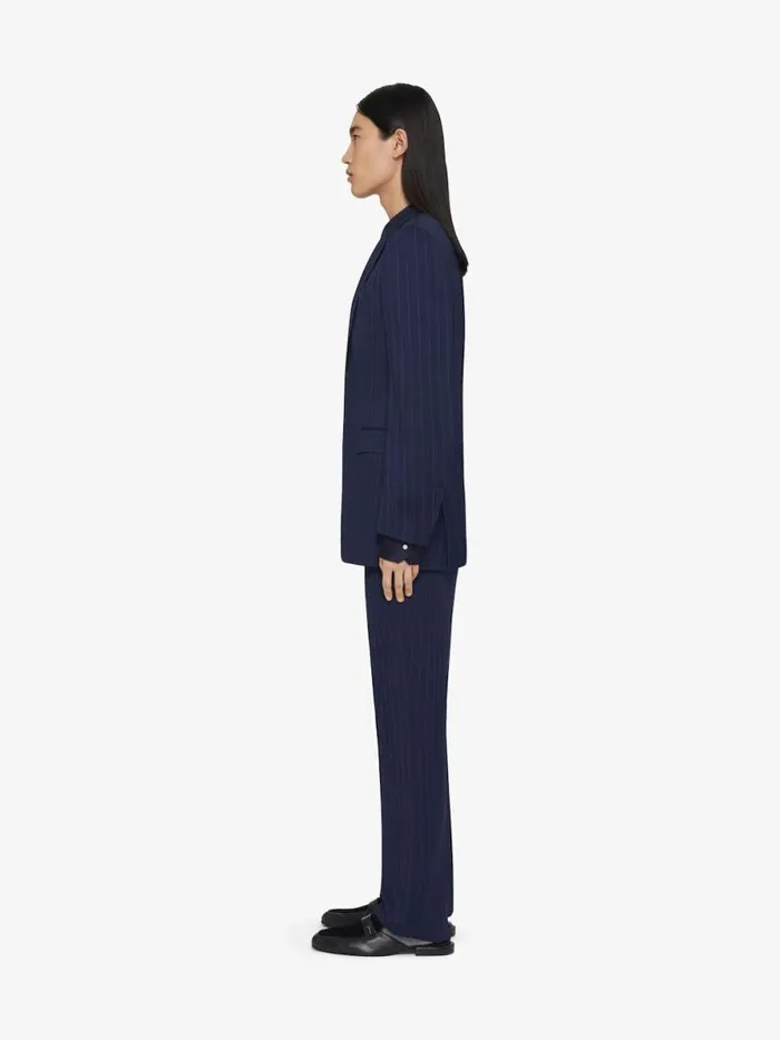 Slim Fit Striped Tailored Pants In Wool Deep Blue Men Givenchy Pants and Shorts