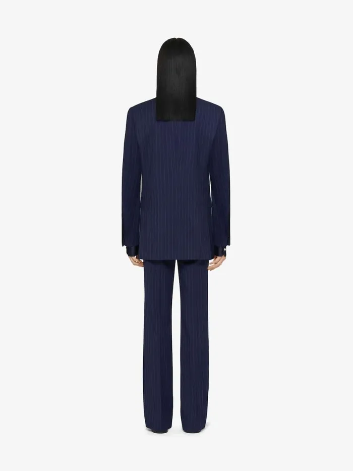 Slim Fit Striped Tailored Pants In Wool Deep Blue Men Givenchy Pants and Shorts