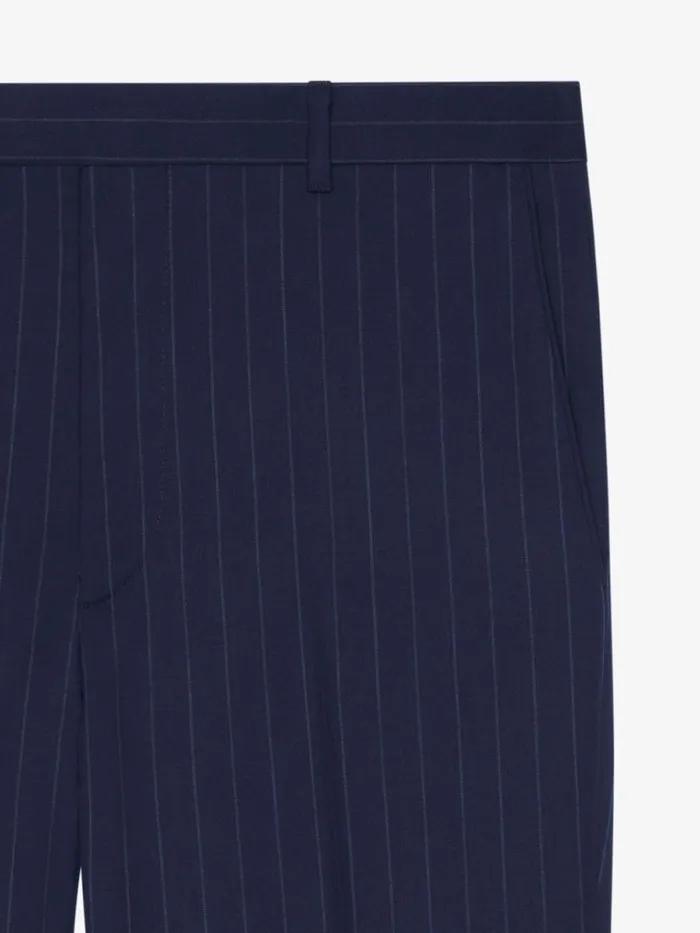 Slim Fit Striped Tailored Pants In Wool Deep Blue Men Givenchy Pants and Shorts