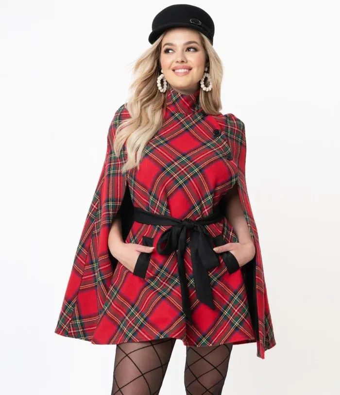 Smak Parlour Red Plaid Savile Row Cape Coat Clothing Unique Vintage Coats and Jackets Smak Parlour Red Plaid Savile Row Cape Coat Clothing Unique Vintage Coats and Jackets