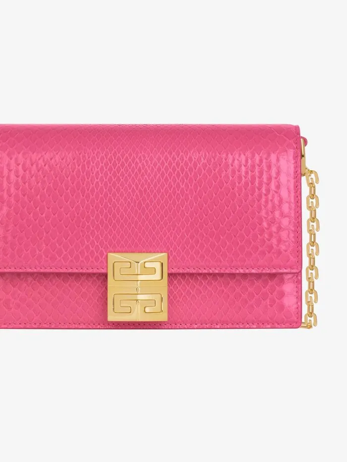Small 4g Bag In Python With Chain Neon Pink Women Givenchy Crossbody Bags