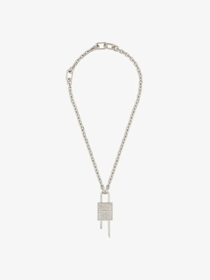 Small Lock Necklace In Metal With Crystals Silvery Men Givenchy Jewelry