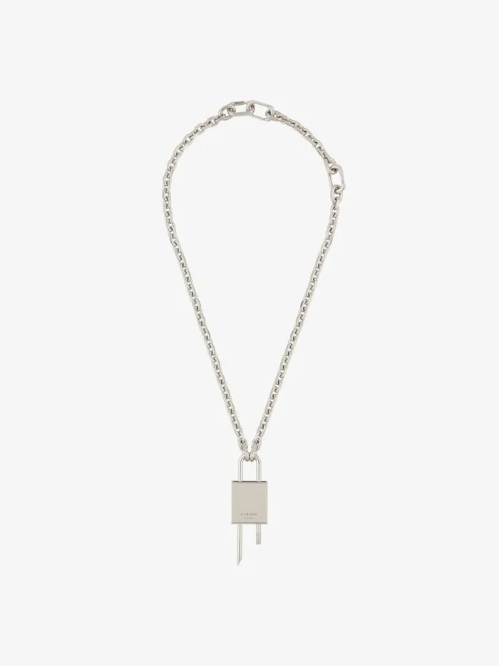 Small Lock Necklace In Metal With Crystals Silvery Men Givenchy Jewelry