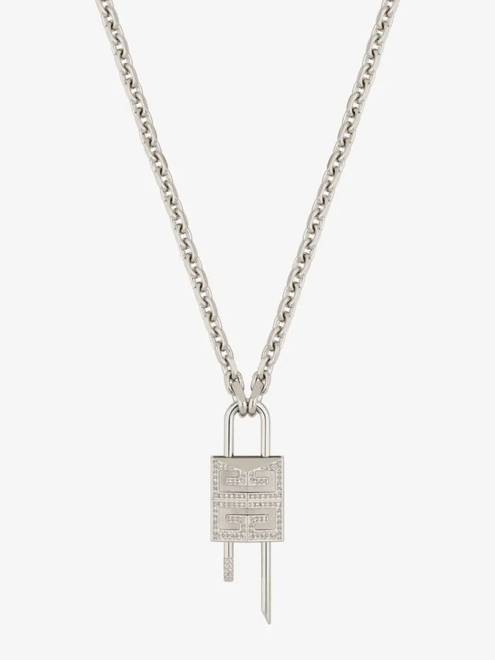 Small Lock Necklace In Metal With Crystals Silvery Men Givenchy Jewelry