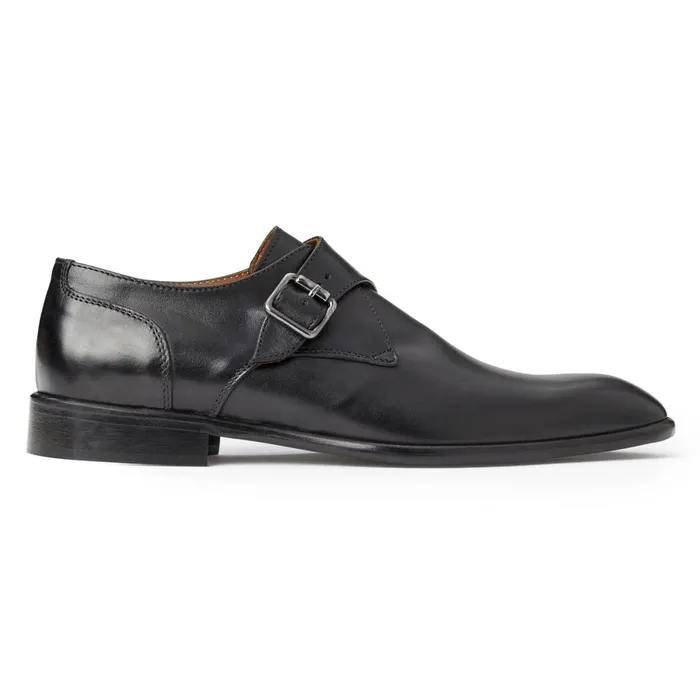 Solero Classic Leather Single Monk StrapBlack Men Bruno Magli Loafers and Slipons