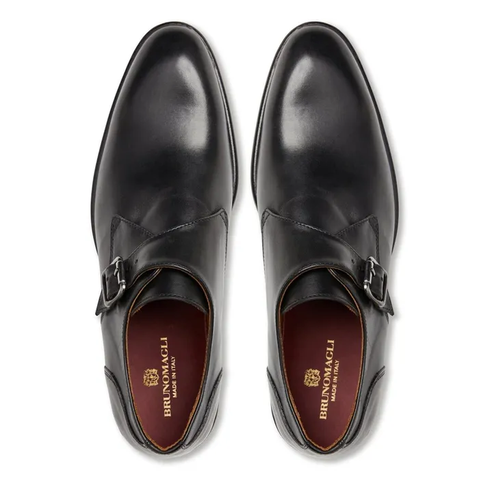 Solero Classic Leather Single Monk StrapBlack Men Bruno Magli Loafers and Slipons