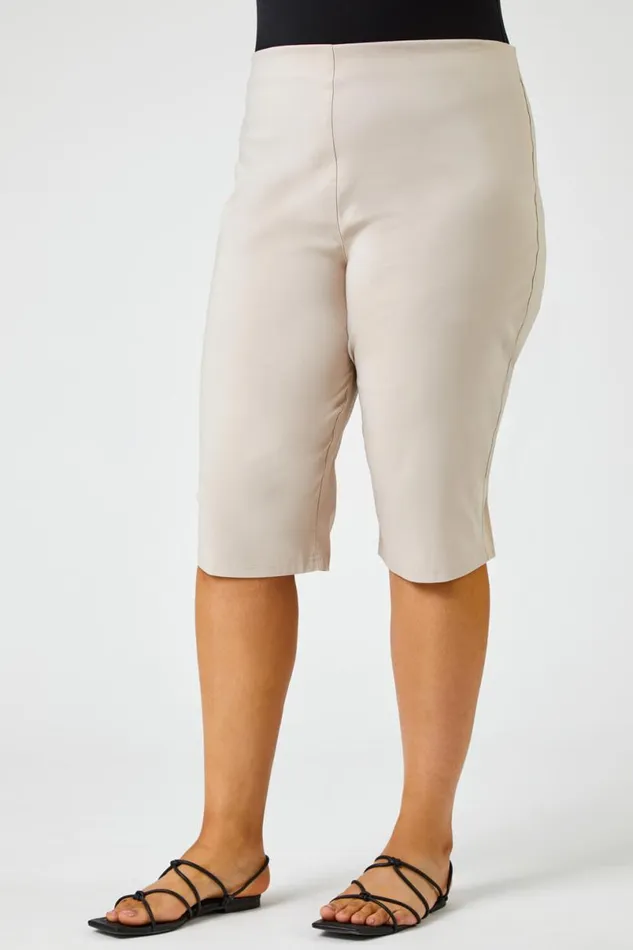 Stone Curve Knee Length Stretch Shorts Women Roman Shorts