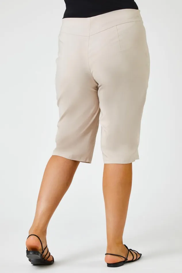 Stone Curve Knee Length Stretch Shorts Women Roman Shorts