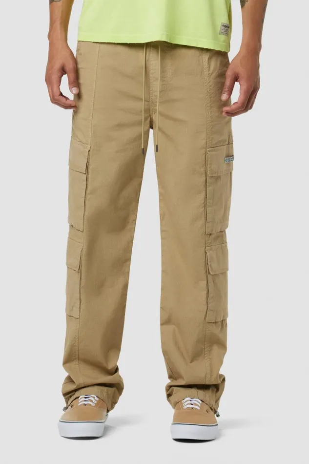 Straight Leg Men Hudson Jeans Drawcord Cargo Pant Ripstop Tan