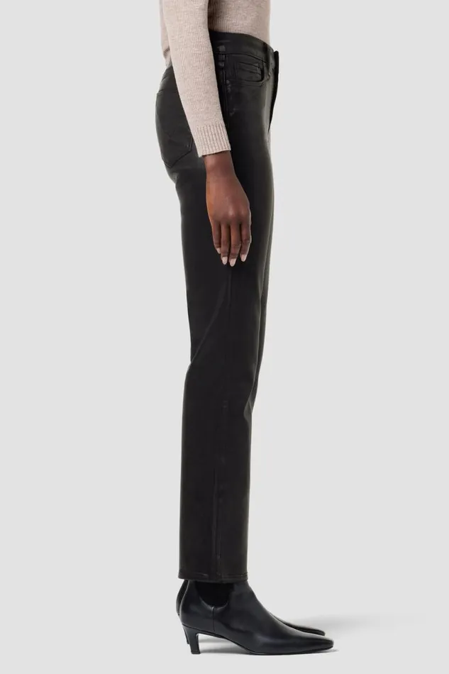 Straight Women Hudson Jeans Nico MidRise Straight Ankle Jean W Slit Hem Coated Black Beauty Straight Women Hudson Jeans Nico MidRise Straight Ankle Jean W Slit Hem Coated Black Beauty