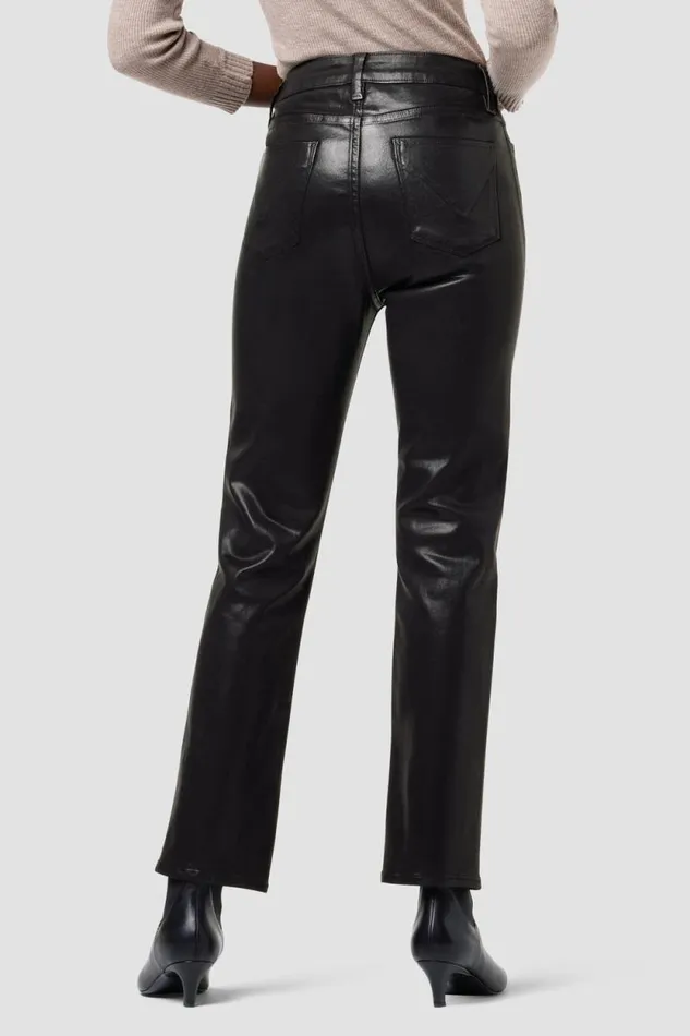 Straight Women Hudson Jeans Nico MidRise Straight Ankle Jean W Slit Hem Coated Black Beauty Straight Women Hudson Jeans Nico MidRise Straight Ankle Jean W Slit Hem Coated Black Beauty