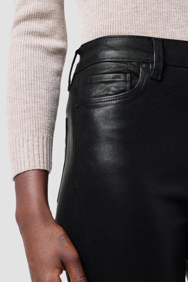 Straight Women Hudson Jeans Nico MidRise Straight Ankle Jean W Slit Hem Coated Black Beauty Straight Women Hudson Jeans Nico MidRise Straight Ankle Jean W Slit Hem Coated Black Beauty
