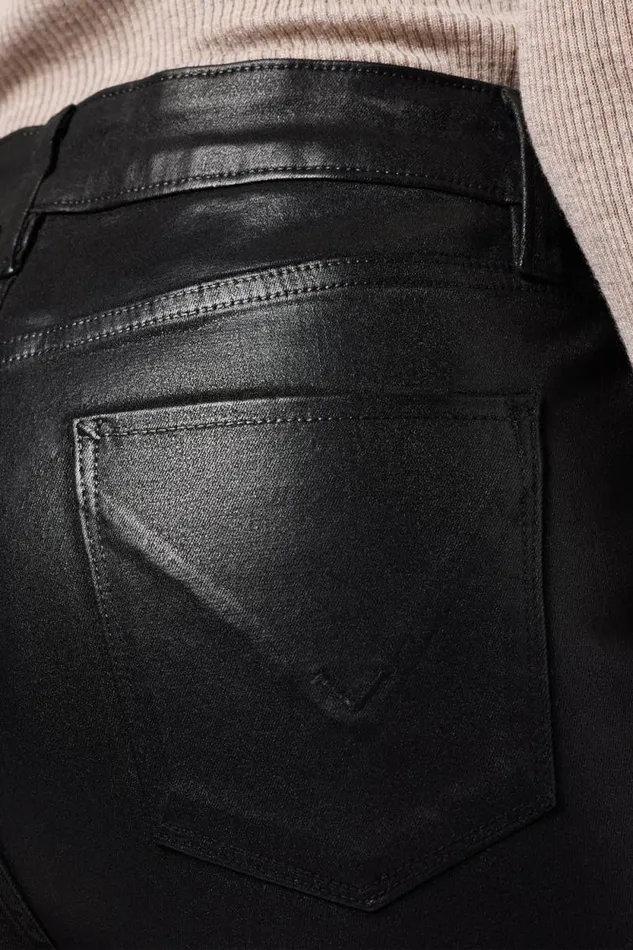 Straight Women Hudson Jeans Nico MidRise Straight Ankle Jean W Slit Hem Coated Black Beauty Straight Women Hudson Jeans Nico MidRise Straight Ankle Jean W Slit Hem Coated Black Beauty